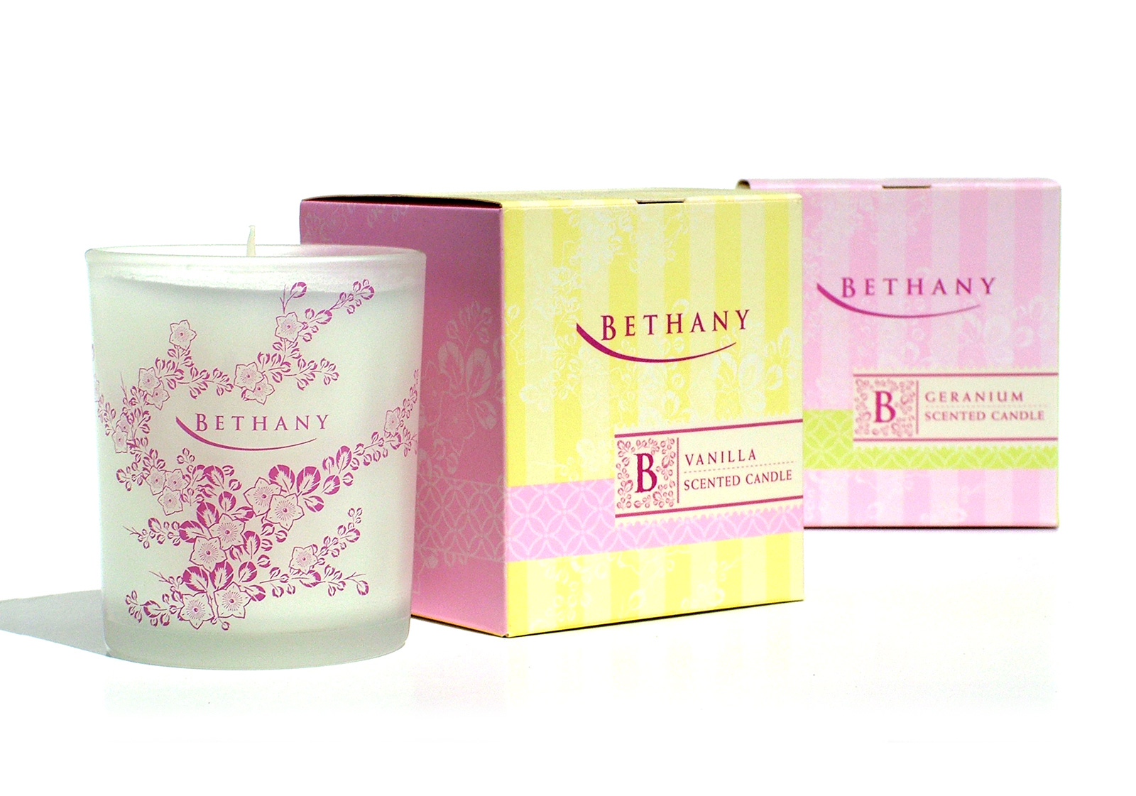 Bethany scented candle packaging